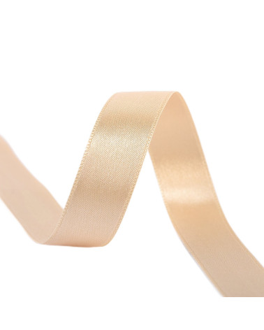 25m reel double-sided satin ribbon Beige made in France