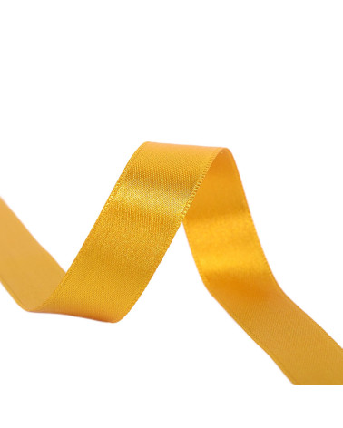 25m reel of double-sided satin ribbon in Mustard made in France