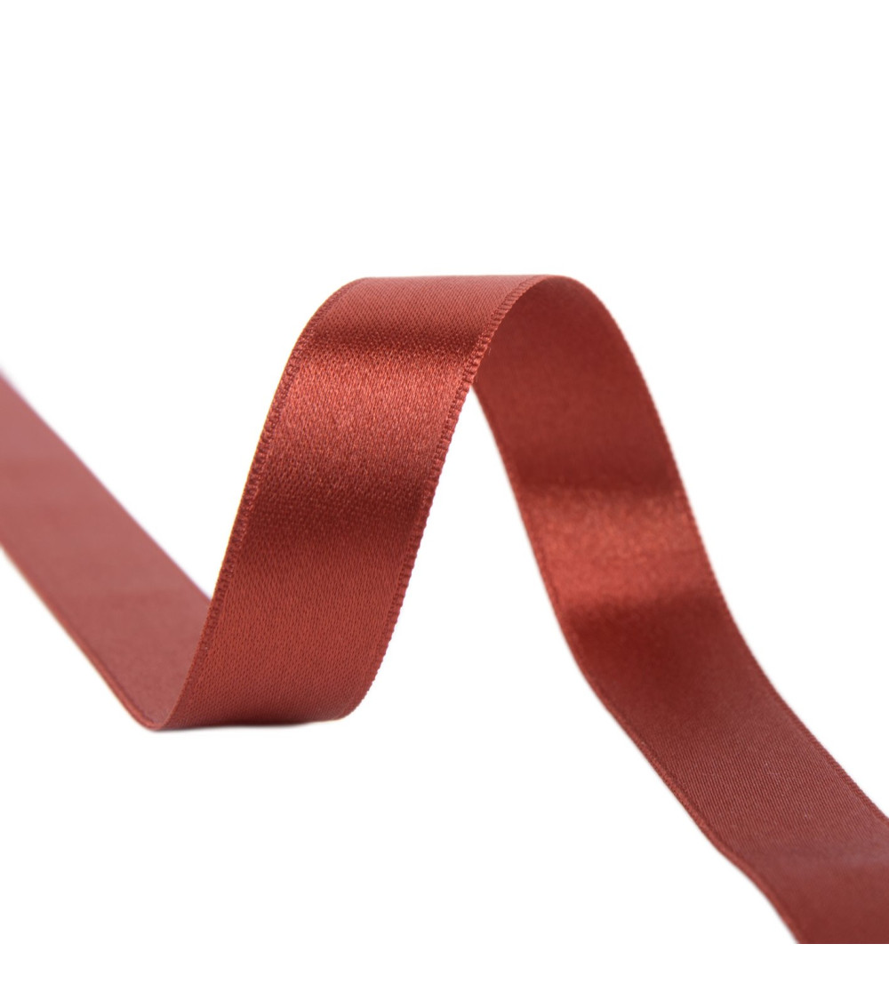 Spool of 25m double-sided satin ribbon Rust made in France