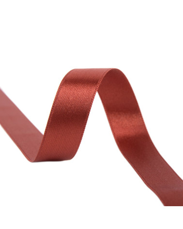 25m reel double-sided satin ribbon Rust made in France