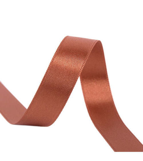 25m reel double-sided terracotta satin ribbon made in France