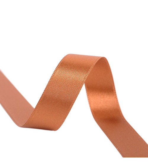 25m reel double-sided satin ribbon Copper made in France