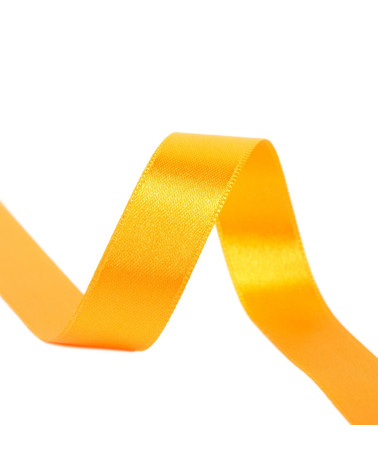 25m spool of double-sided satin ribbon Yellow Gold made in France