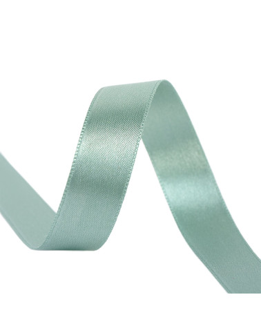 Spool of 25m double-sided satin ribbon, light khaki green, made in France
