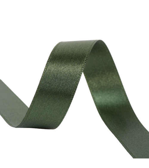 25m reel double-sided satin ribbon Almond green made in France