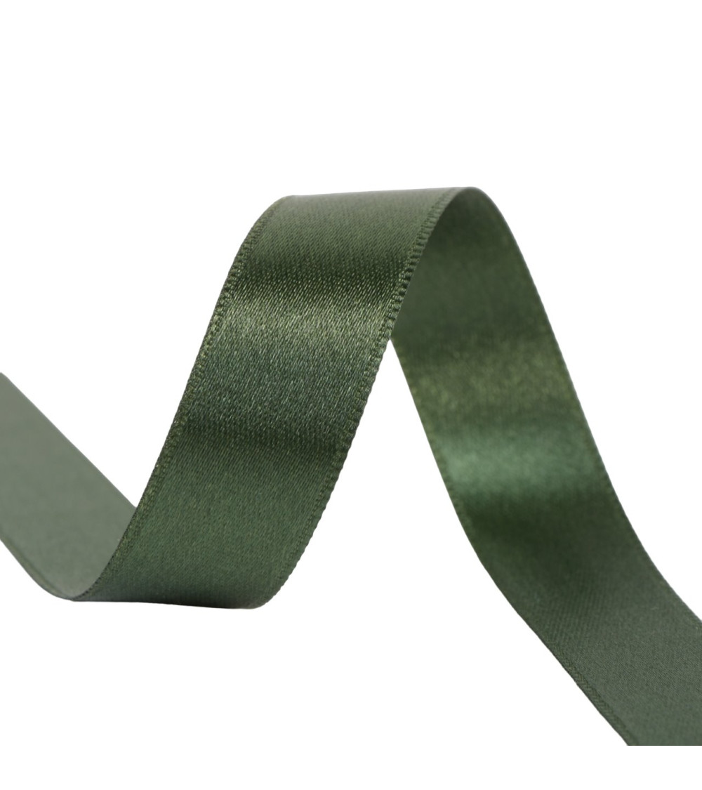 25m reel double-sided satin ribbon Almond green made in France