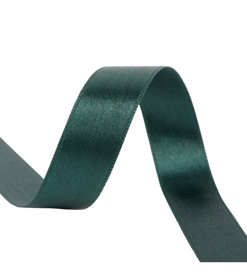 25m reel double-sided satin ribbon Imperial Green made in France