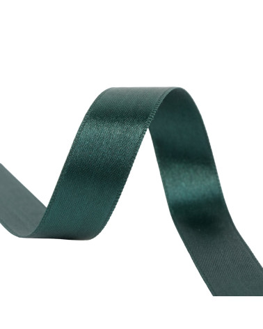 Spool of 25m double-sided satin ribbon Imperial green made in France