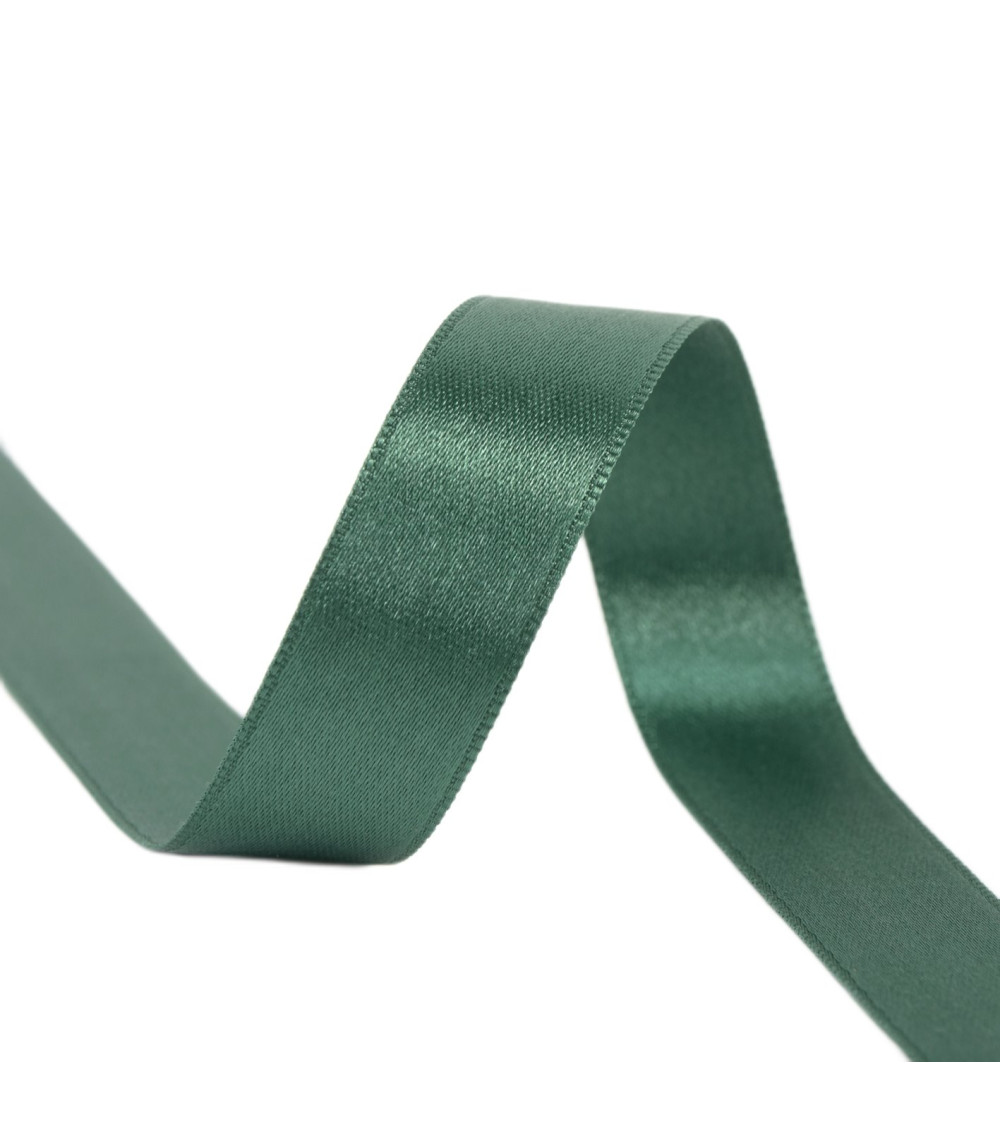 25m spool of double-sided satin ribbon Bottle Green made in France