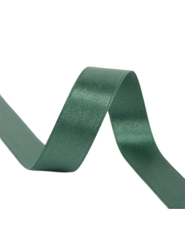 25m spool of double-sided satin ribbon Bottle Green made in France