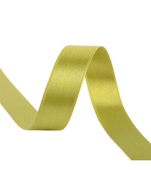 25m spool of double-sided satin ribbon Olive Green made in France
