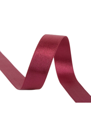 25m spool of double-sided satin ribbon Crimson red made in France