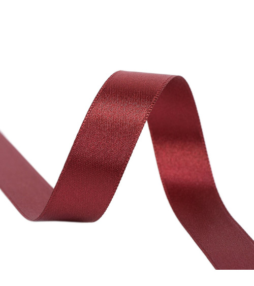 25m reel Bordeaux double-sided satin ribbon made in France