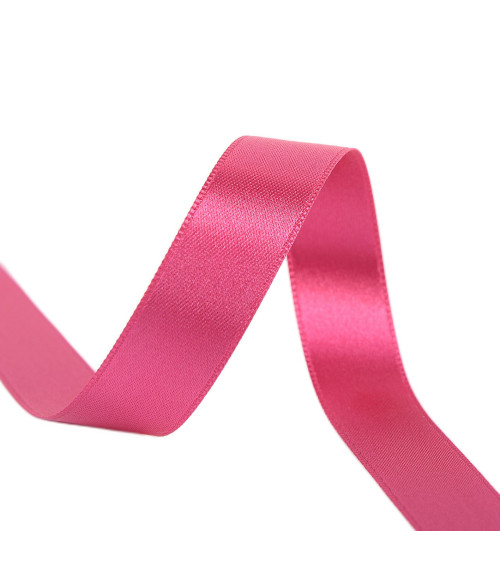25m reel double-sided satin ribbon Fuchsia made in France