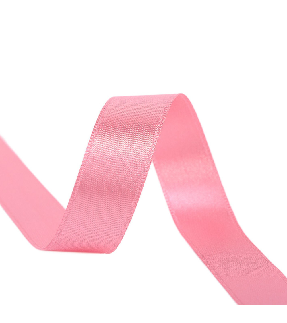 25m reel double-sided satin ribbon Candy pink made in France