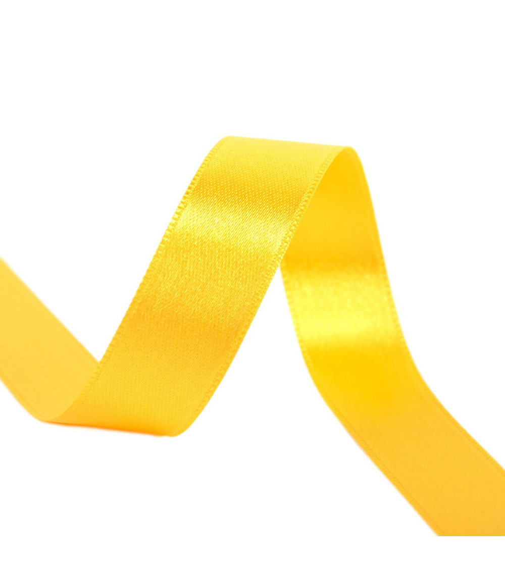 25m reel double-sided satin ribbon Lemon yellow made in France