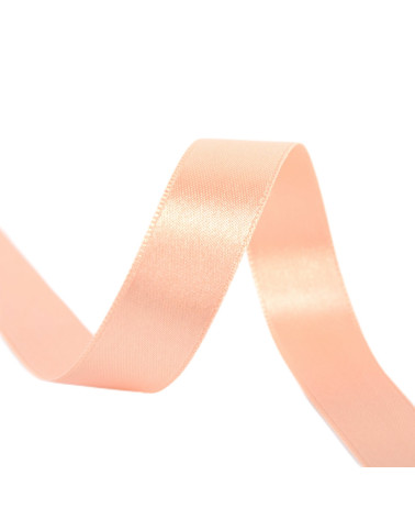25m spool of double-sided satin ribbon Salmon made in France