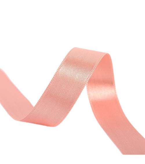 25m spool of double-sided satin ribbon Salmon Pink made in France