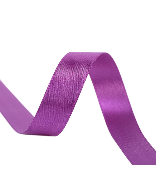 25m reel double-sided satin ribbon Plum made in France