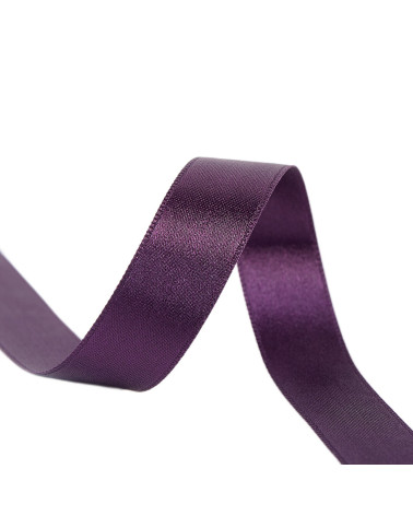 25m spool of double-sided satin ribbon in Dark Purple made in France