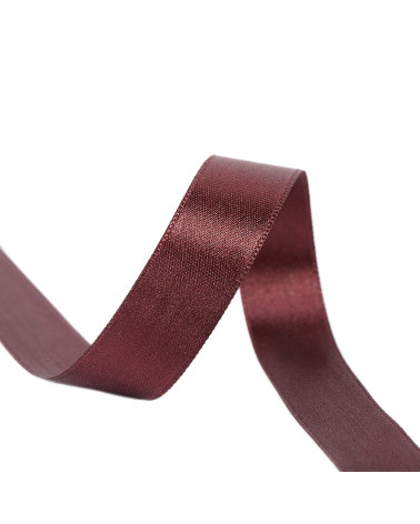 Spool of 25m double-sided satin ribbon Aubergine made in France