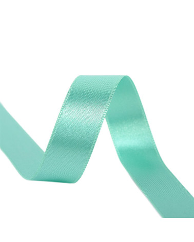 25m reel double-sided satin ribbon Water green made in France