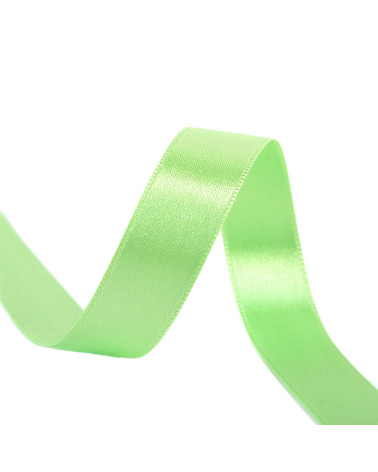 25m reel double-sided satin ribbon Lime green made in France
