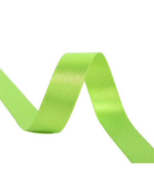 25m reel double-sided satin ribbon Beige Green made in France