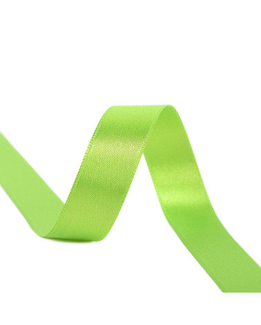 25m spool of double-sided satin ribbon Beige Green made in France