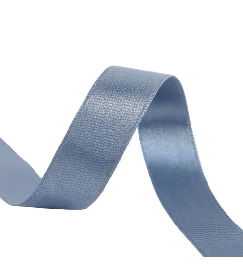 25m reel double-sided satin ribbon Charrette Blue made in France