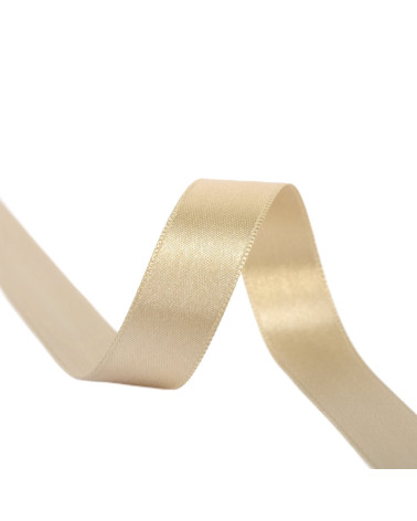 25m reel double-sided satin ribbon Gold linen made in France