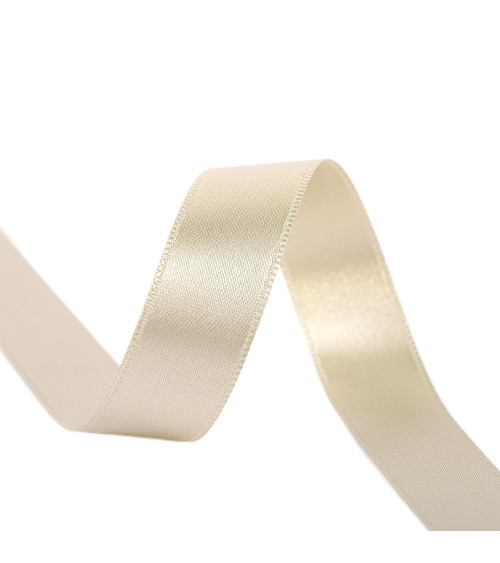 25m reel double-sided satin ribbon Taupe made in France