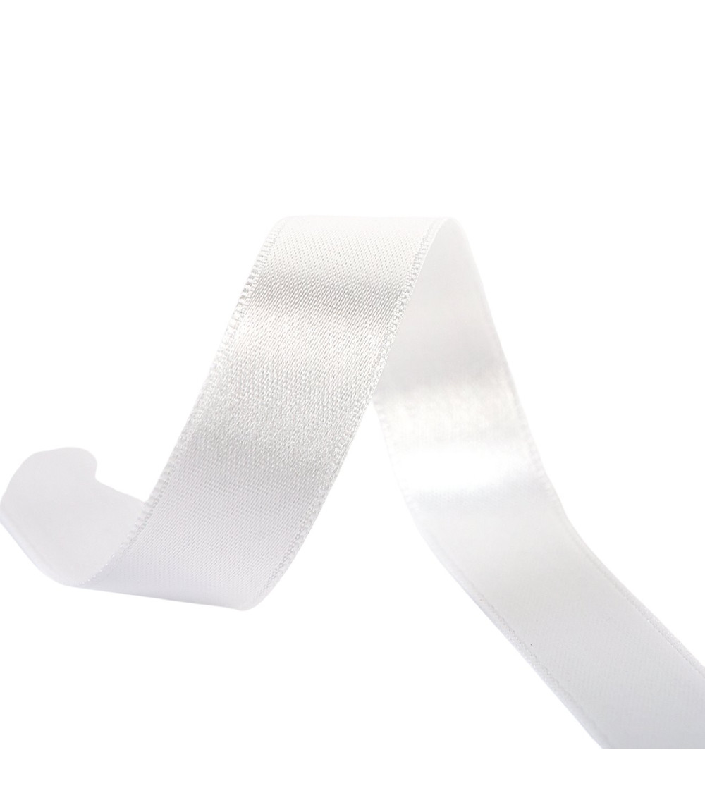25m reel double-sided satin ribbon Off-white made in France
