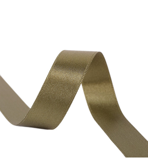 25m reel double-sided satin ribbon Khaki made in France