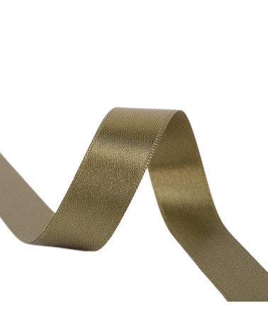 Spool of 25m double-sided satin ribbon in Khaki made in France