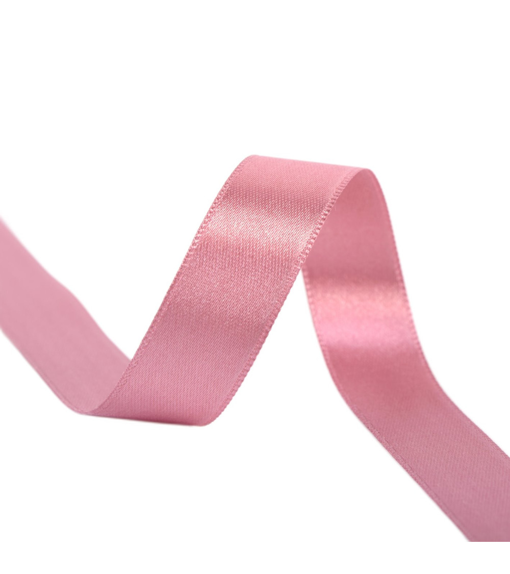 25m reel double-sided satin ribbon Old Rose made in France