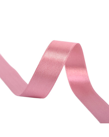 Spool of 25m double-sided satin ribbon in Old Pink made in France