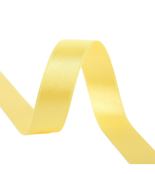 25m reel double-sided satin ribbon pale yellow made in France