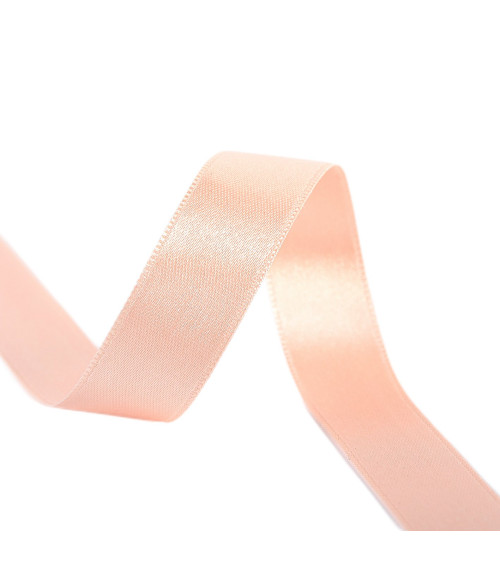 25m reel double-sided satin ribbon light salmon made in France