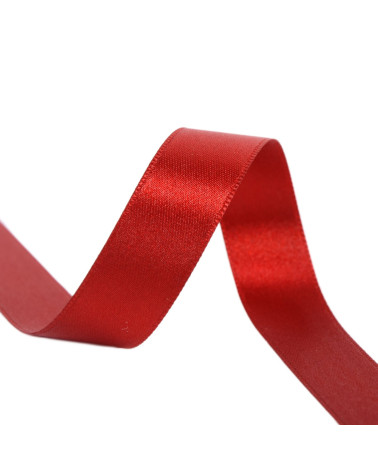 25m spool of double-sided satin ribbon in dark red made in France