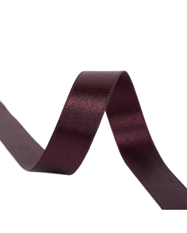 Spool of 25m double-sided satin ribbon Plum made in France