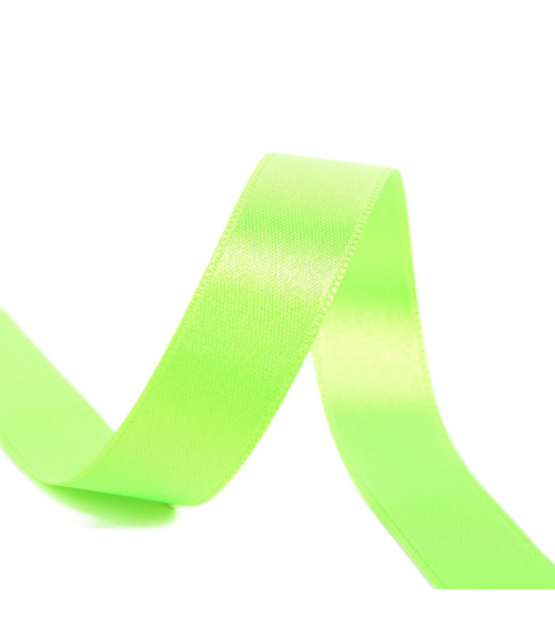 25m reel double-sided satin ribbon Neon green made in France