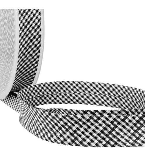 Diskette 25m Vichy bias woven polyester and cotton Black