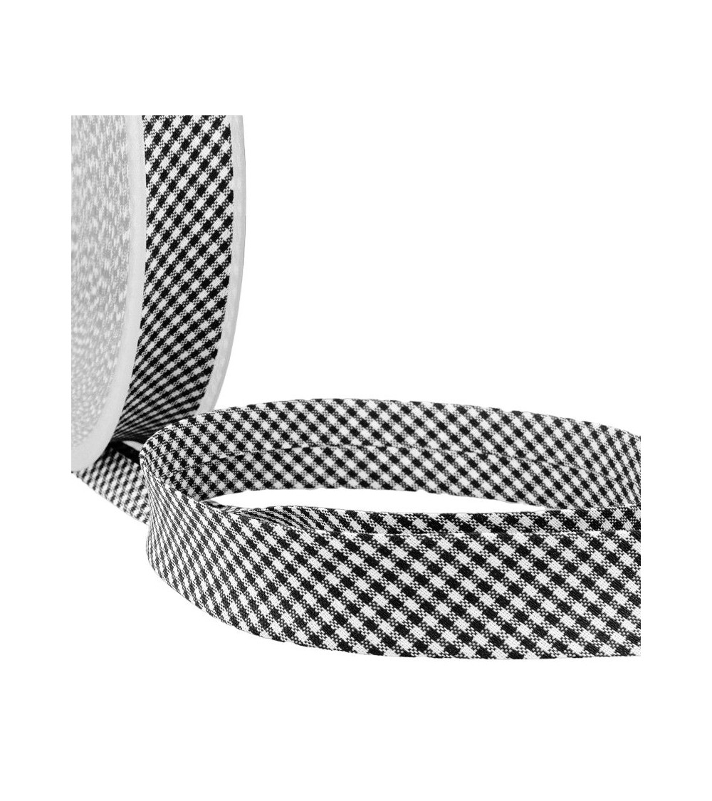 Diskette 25m Vichy bias woven polyester and cotton Black