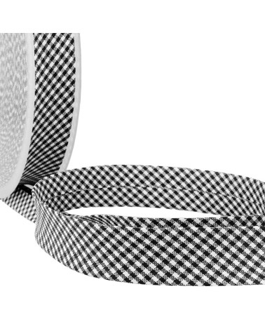 Diskette 25m Vichy bias woven polyester and cotton Black