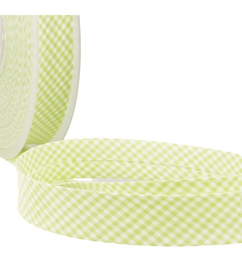 Disquette 25m biais Vichy tissé polyester et coton Vert