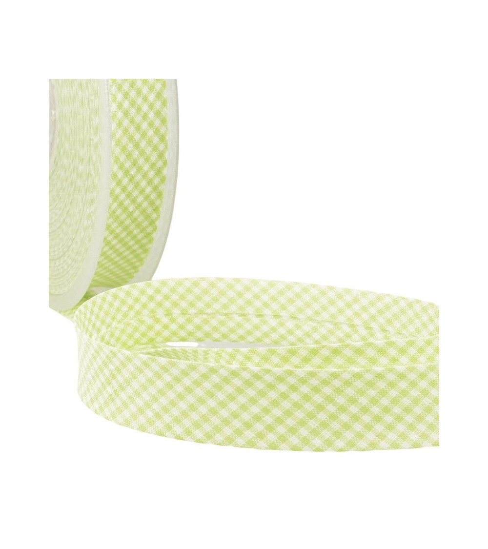 Disquette 25m biais Vichy tissé polyester et coton Vert