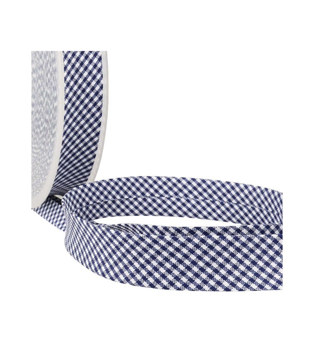 25m floppy disk, woven polyester and cotton Vichy bias, Navy
