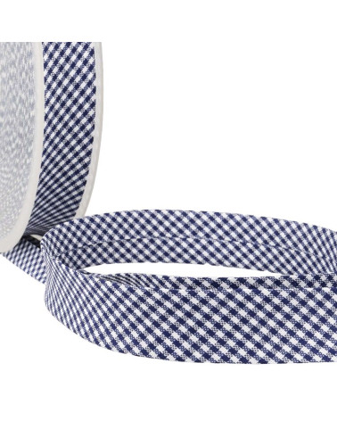 Disquette 25m biais Vichy tissé polyester et coton Marine