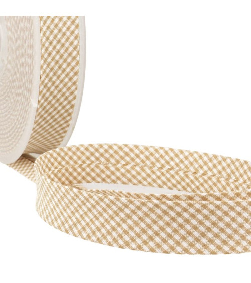 Floppy disk 25m Vichy bias woven polyester and beige cotton